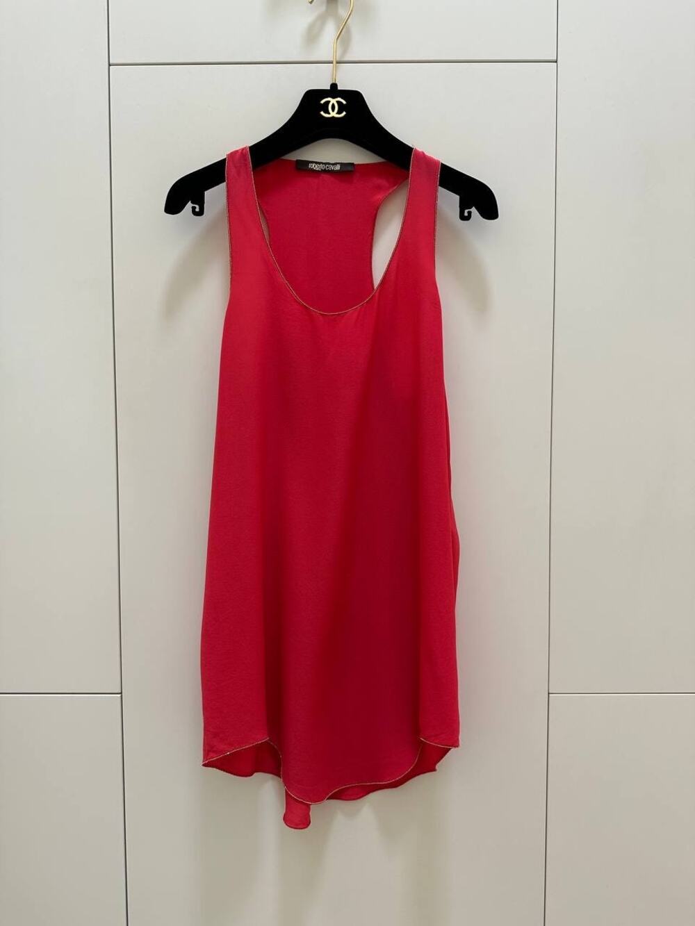 Roberto Cavalli Red Silk Sleeveless Dress, Size 40